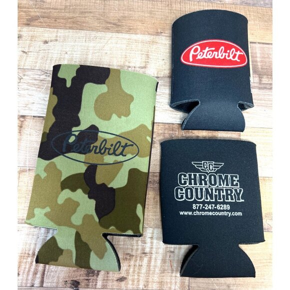 3 Peterbilt Chrome Country Camouflage Can Coolers Promotional Accessories - Picture 1 of 2